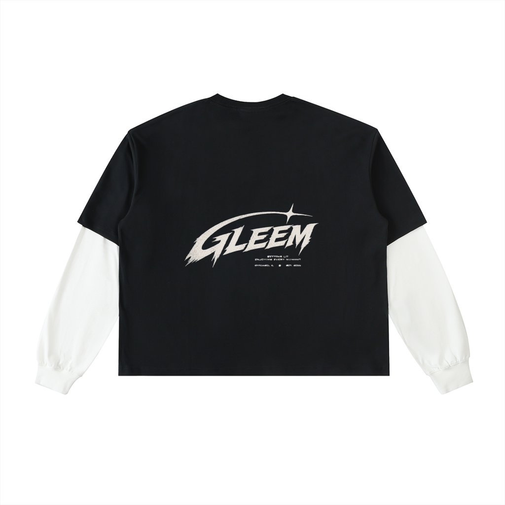 Layered Contrast Sleeve Cotton T-Shirt