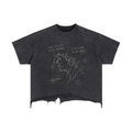 GLEEM #001 Vintage Wash Boxy Distressed Hem T-Shirt