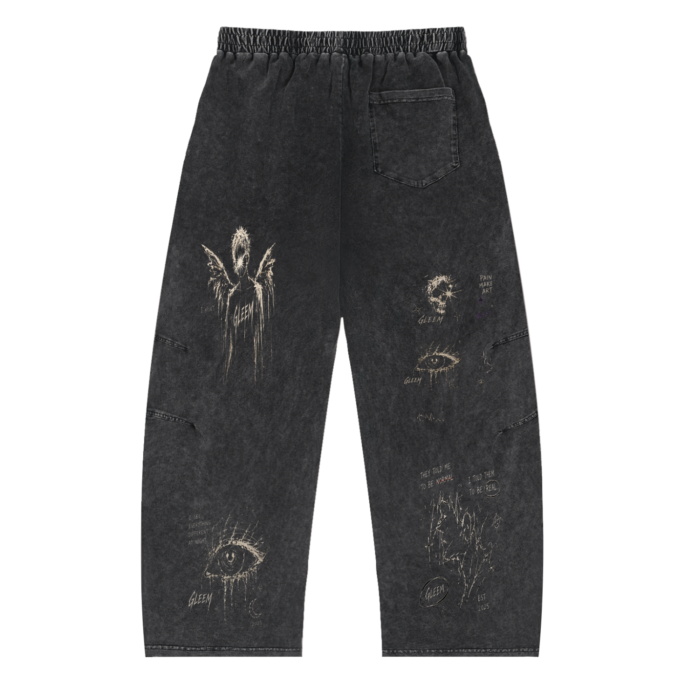 Snow Wash Drawstring Cotton Pants