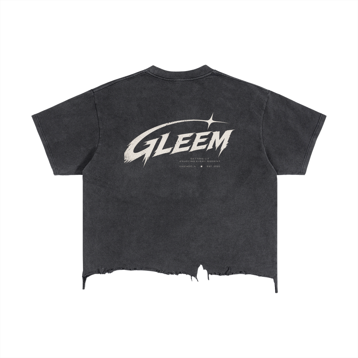 GLEEM #001 Vintage Wash Boxy Distressed Hem T-Shirt