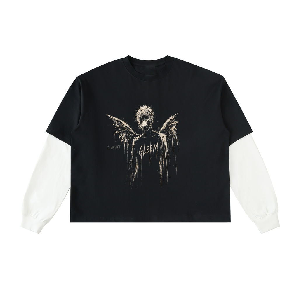 Layered Contrast Sleeve Cotton T-Shirt