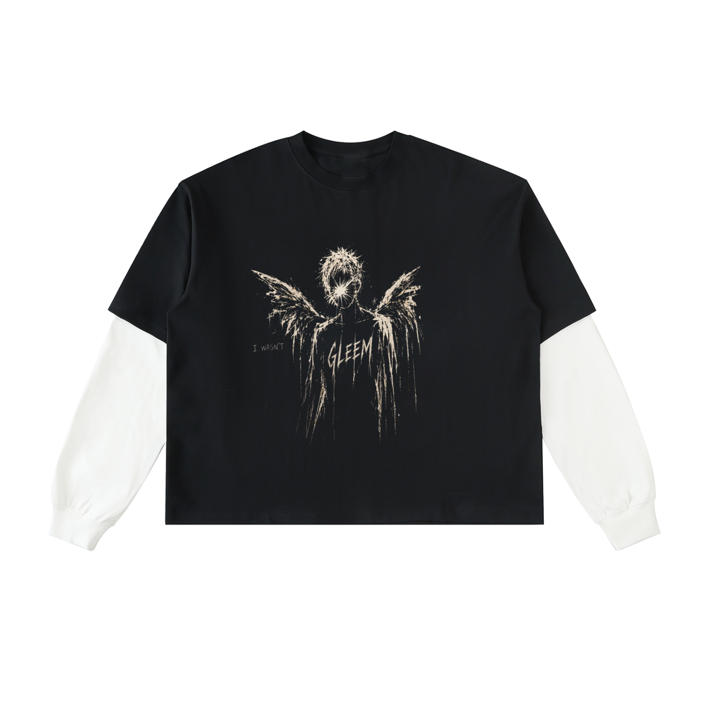Layered Contrast Sleeve Cotton T-Shirt